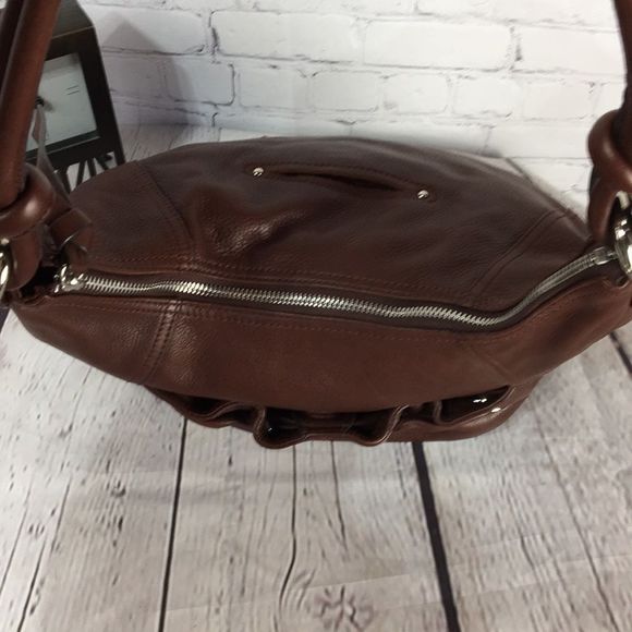 b. Makowsky Chocolate Brown Soft Leather Shoulder Bag Purse - Picture 12 of 16